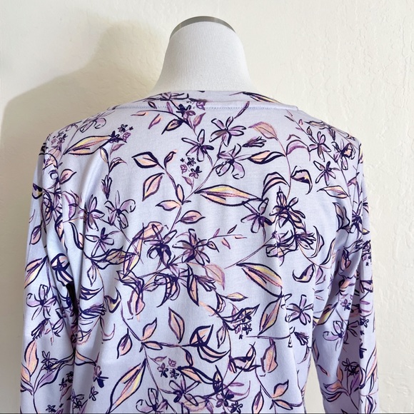 ✖️SOLD✖️•LOGO by Lori Goldstein• Floral Print Tunic Top w/Pleated Hem - Picture 7 of 9